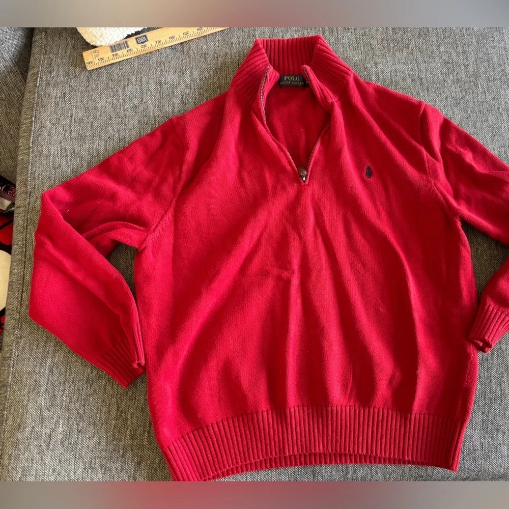 Polo Ralph Lauren half zip sweater 100% cotton XL red